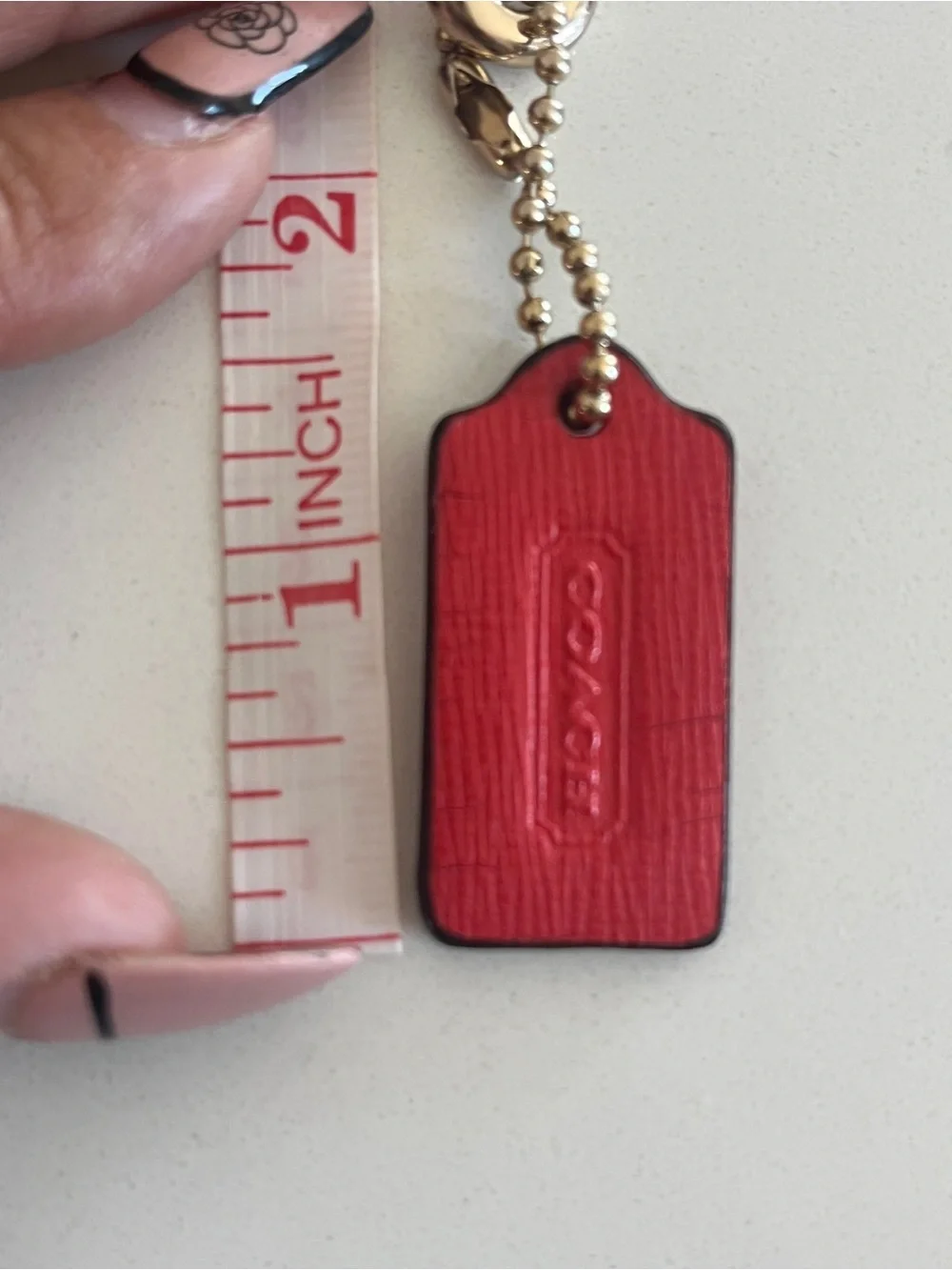 Coach Red Leather Wristlet Strap with Tag and Silver Hardware